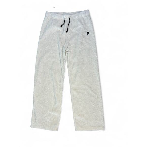 Hurley White Sherpa Straight Legged Sweatpants Embroidered Logo Kids XL - Picture 2 of 6